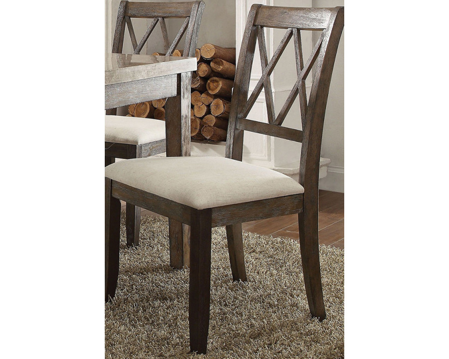 ACME - Claudia Side Chair (Set-2) in Beige/Salvage Brown