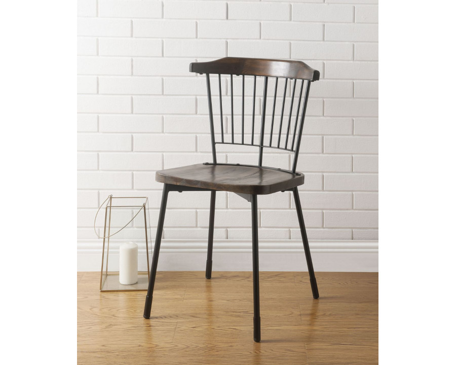 ACME Orien Side Chair (2Pc) - Black/Brown Oak