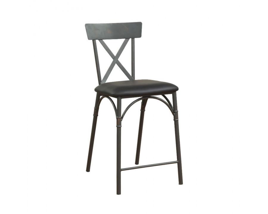 ACME - Itzel Counter Height Chair (2Pc) in Black PU/Sandy Gray