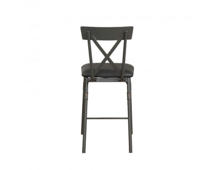 ACME - Itzel Counter Height Chair (2Pc) in Black PU/Sandy Gray