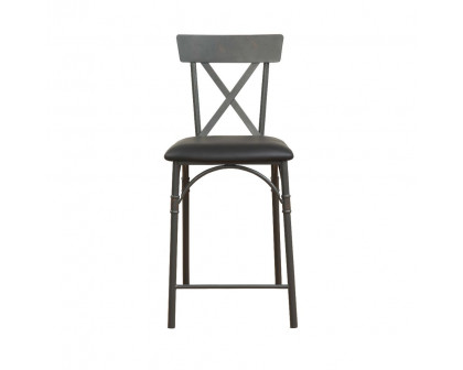 ACME - Itzel Counter Height Chair (2Pc) in Black PU/Sandy Gray