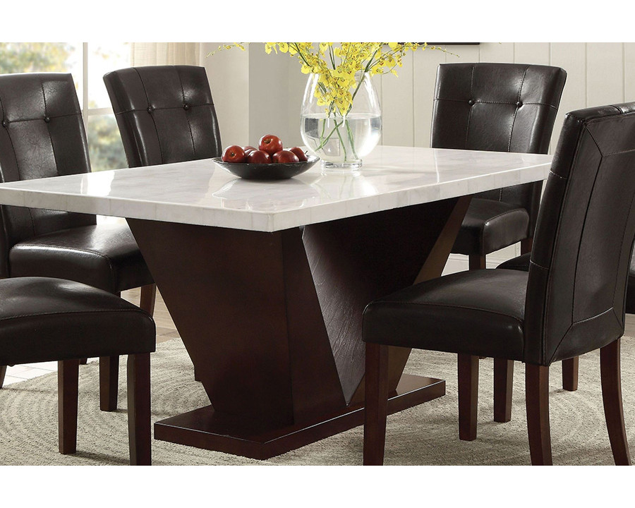 ACME - Forbes Dining Table with Marble Top in White Marble Top/Walnut