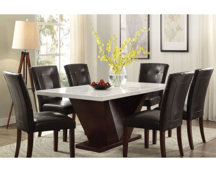 ACME - Forbes Dining Table with Marble Top in White Marble Top/Walnut