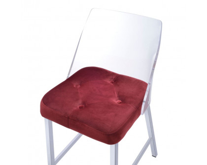 ACME - Nadie II Counter Height Chair (2Pc) in Burgundy Velvet/Chrome