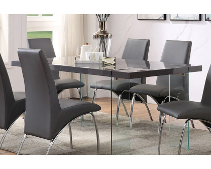 ACME - Noland Dining Table in Gray High Gloss/Clear Glass