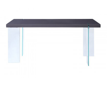 ACME - Noland Dining Table in Gray High Gloss/Clear Glass