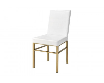 ACME - Entropy 5PC Dining Set in White/Brushed Gold