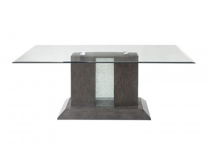 ACME - Belay Dining Table in Glass Top/Gray Oak