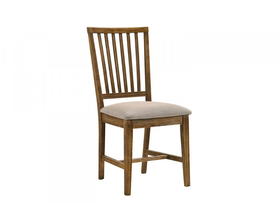 ACME - Wallace II Side Chair (Set-2) in Tan Linen/Weathered Oak