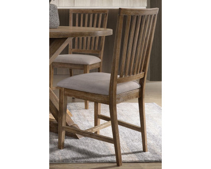 ACME - Wallace II Side Chair (Set-2) in Tan Linen/Weathered Oak