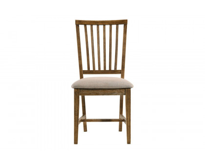 ACME - Wallace II Side Chair (Set-2) in Tan Linen/Weathered Oak