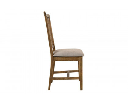 ACME - Wallace II Side Chair (Set-2) in Tan Linen/Weathered Oak