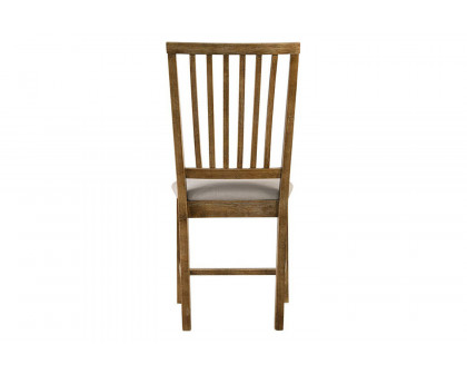 ACME - Wallace II Side Chair (Set-2) in Tan Linen/Weathered Oak