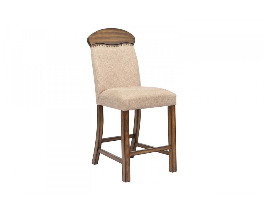 ACME - Maurice Counter Height Chair (Set-2) in Linen/Oak