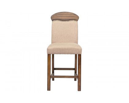 ACME - Maurice Counter Height Chair (Set-2) in Linen/Oak