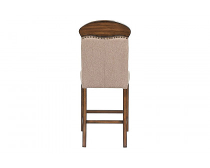 ACME - Maurice Counter Height Chair (Set-2) in Linen/Oak