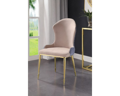 ACME - Caolan Side Chair (Set-2) in Tan/Lavender/Gold