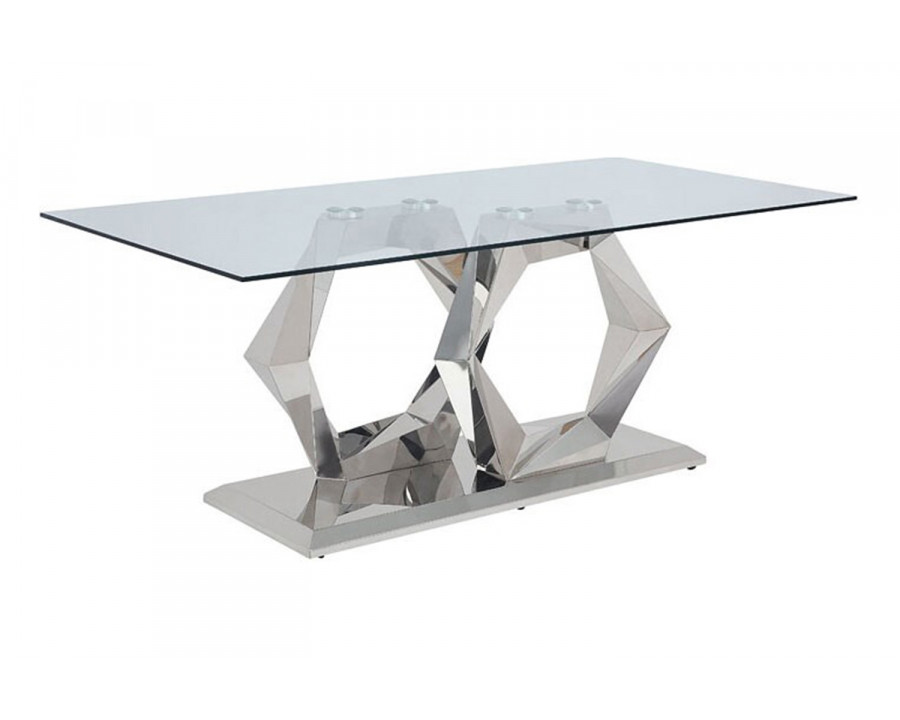 ACME - Gianna Dining Table in Clear Glass Top/Stainless Steel