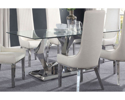 ACME - Gianna Dining Table in Clear Glass Top/Stainless Steel