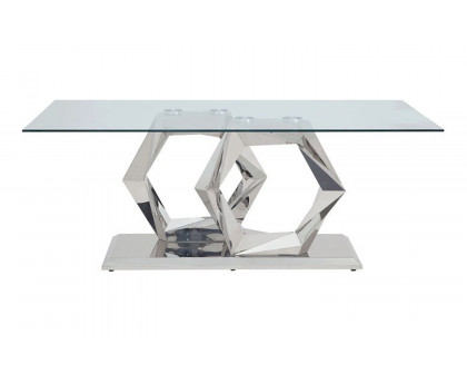 ACME - Gianna Dining Table in Clear Glass Top/Stainless Steel