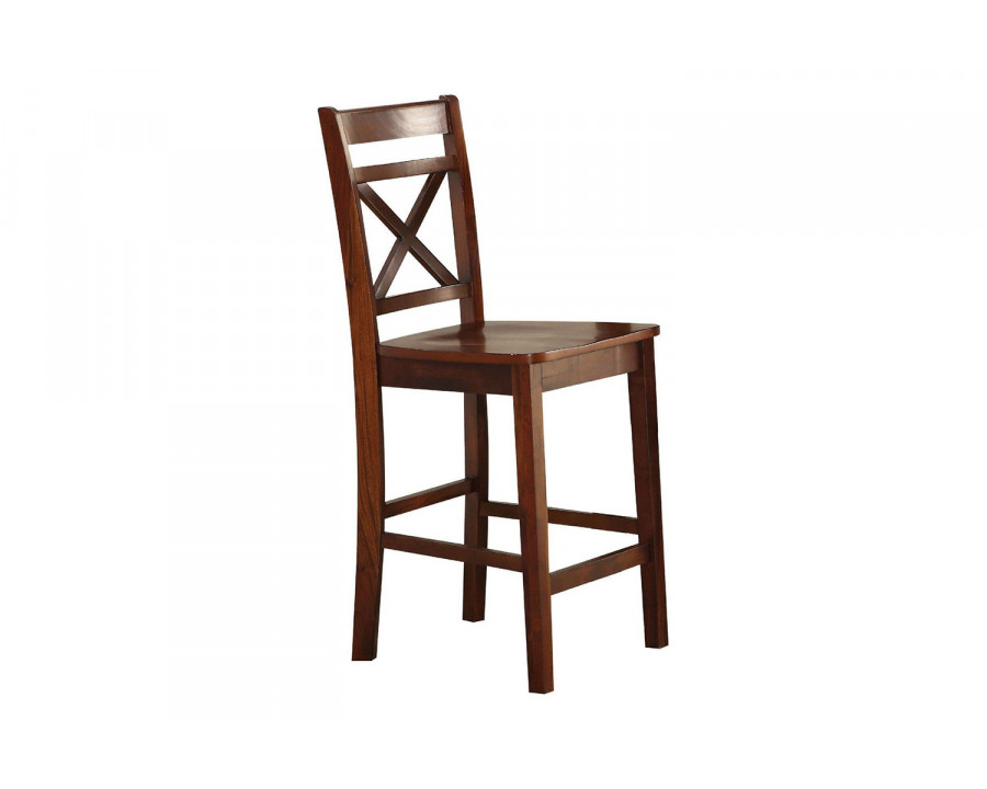 ACME Tartys Counter Height Chair Set of 2 - Cherry Brown