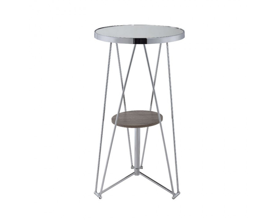 ACME - Jarvis Bar Table in Mirror/Gray Oak/Chrome