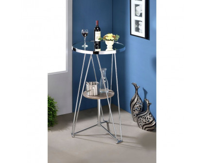 ACME - Jarvis Bar Table in Mirror/Gray Oak/Chrome