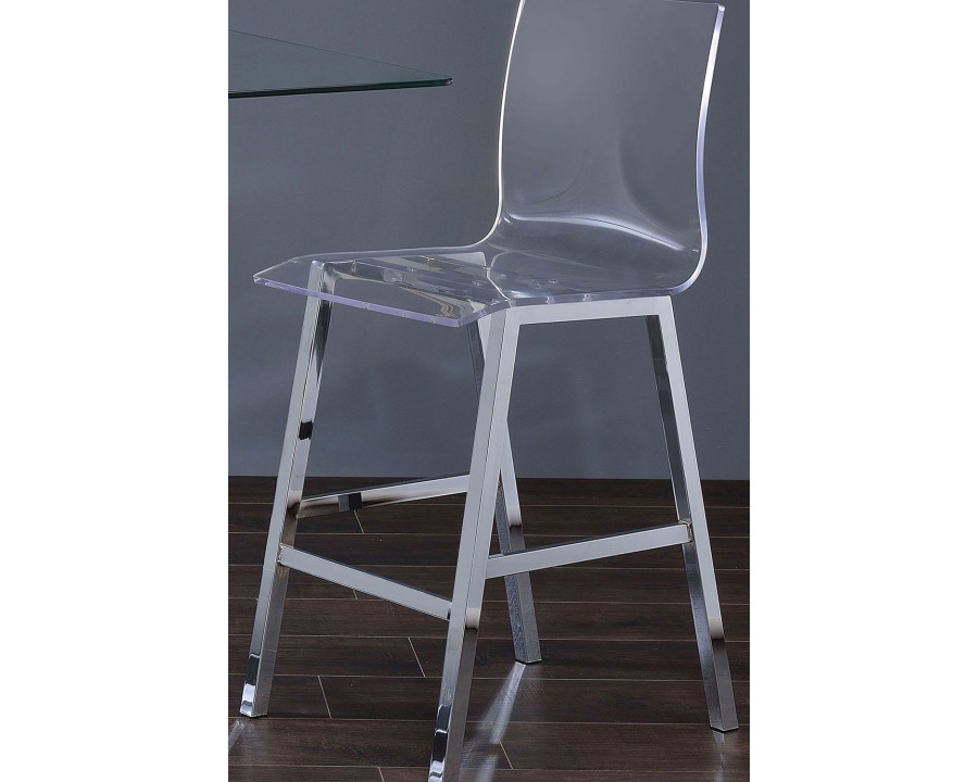 ACME - Nadie Counter Height Chair (Set-2) in Clear Acrylic/Chrome