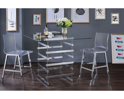 ACME - Nadie Counter Height Chair (Set-2) in Clear Acrylic/Chrome