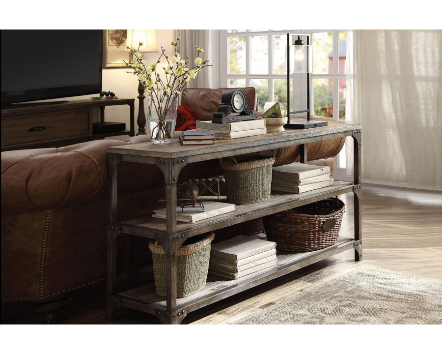 ACME - Gorden Weathered Oak Console Table