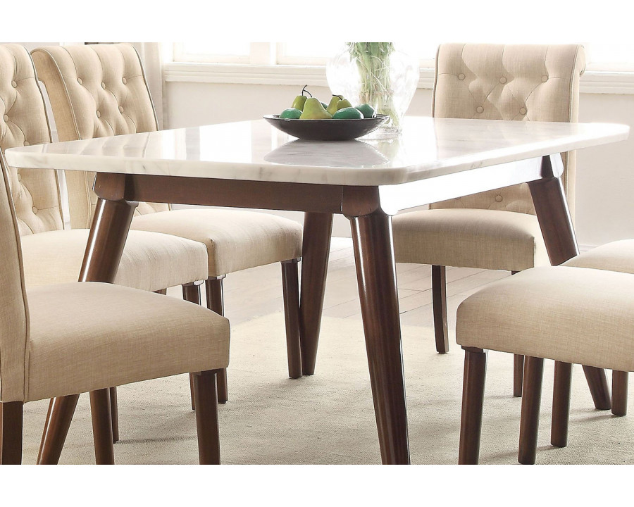 ACME - Gasha Dining Table in White Marble Top/Walnut