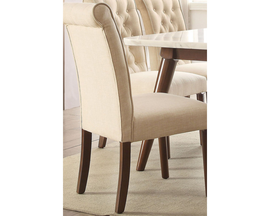 ACME - Gasha Side Chair (Set-2) in Beige/Walnut