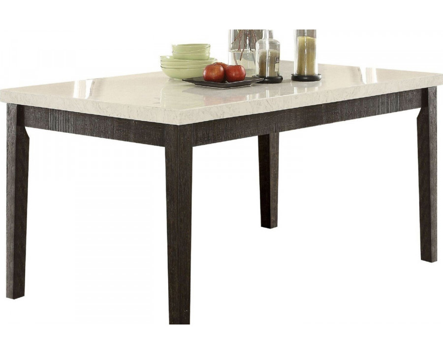 ACME - Nolan Dining Table in White Natural Marble Top/Salvage Dark Oak