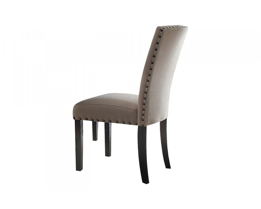 ACME - Nolan Side Chair (Set-2) in Linen/Salvage Dark Oak