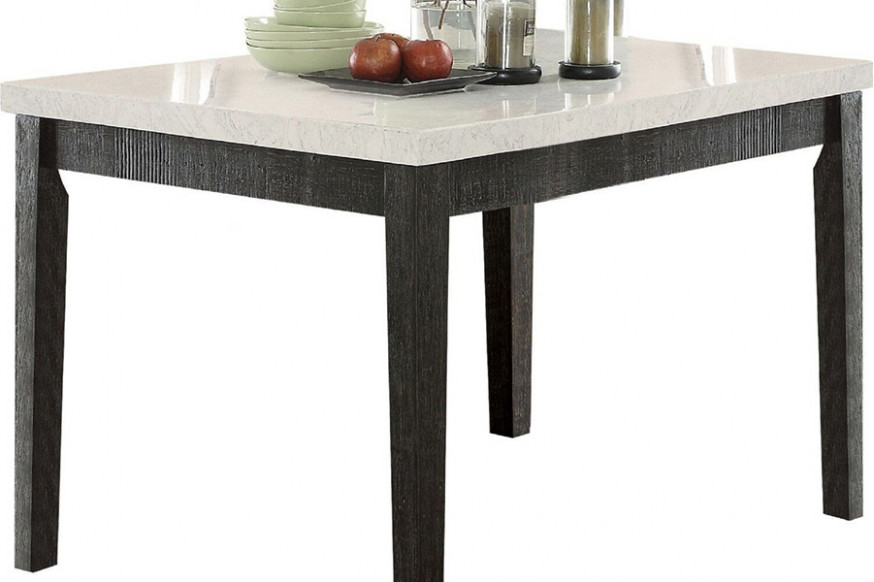 Acme™ Nolan White Marble And Salvage Dark Oak Counter Height Dining Table 72855