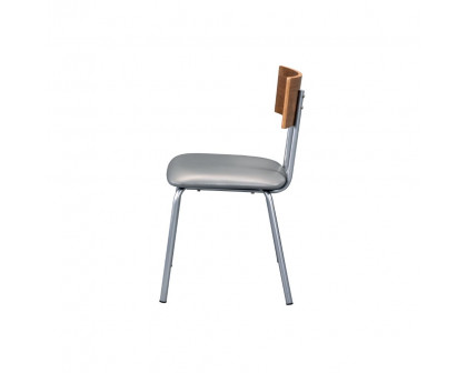 ACME - Jurgen Side Chair (Set of 2) in Gray/Oak/Silver