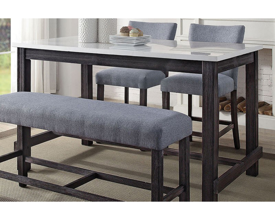 ACME - Yelena Counter Height Table with Marble Top in Marble Top/Weathered Espresso