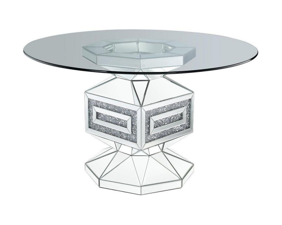 ACME - Noralie Dining Table in Clear Glass/Mirrored/Faux Diamonds (72955)