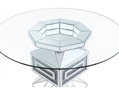 ACME - Noralie Dining Table in Clear Glass/Mirrored/Faux Diamonds (72955)