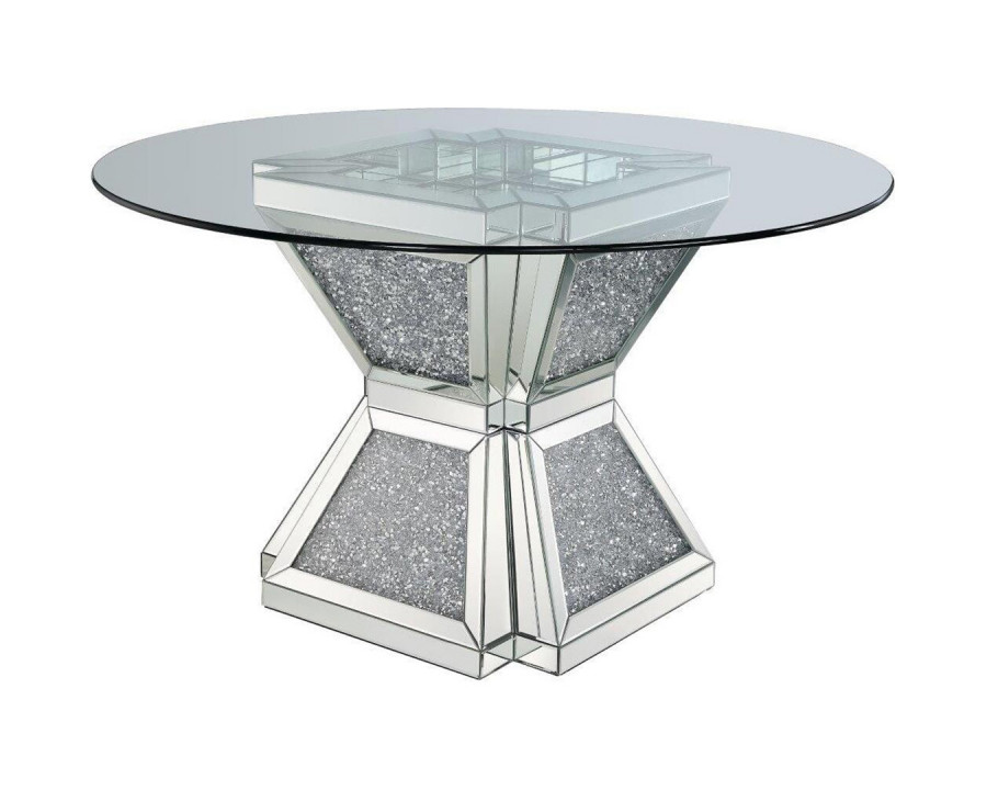 ACME - Noralie Dining Table in Clear Glass/Mirrored/Faux Diamonds (72960)