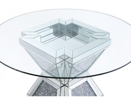 ACME - Noralie Dining Table in Clear Glass/Mirrored/Faux Diamonds (72960)