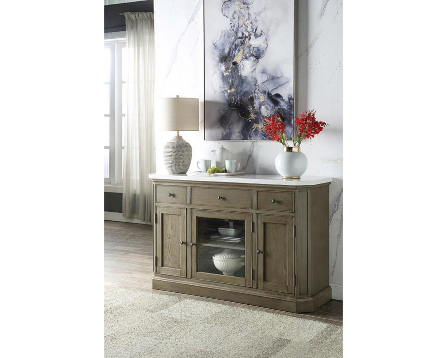 ACME - Zumala Server in Marble Top/Weathered Oak