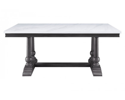 ACME - Yabeina Dining Table in Marble Top Top/Gray Oak