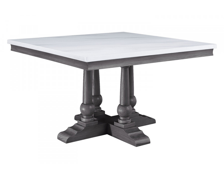 ACME - Yabeina Square Dining Table in Marble Top Top/Gray Oak