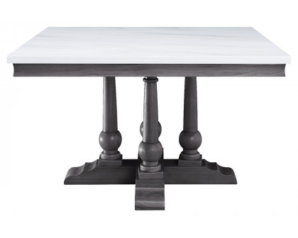 ACME - Yabeina Square Dining Table in Marble Top Top/Gray Oak