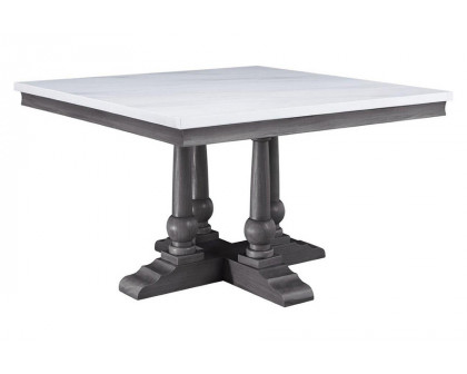 ACME - Yabeina Square Dining Table in Marble Top Top/Gray Oak