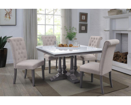 ACME - Yabeina Square Dining Table in Marble Top Top/Gray Oak