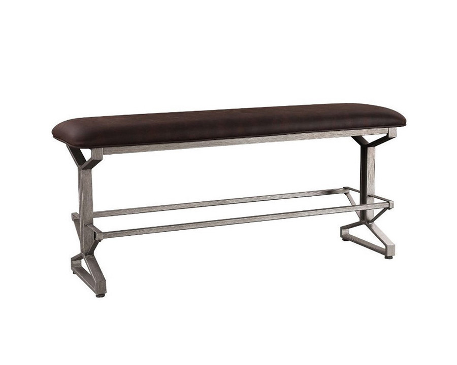 ACME - Evangeline Counter Height Bench in Rustic Brown/Black