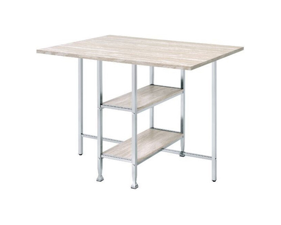 ACME - Raine Counter Height Table in Antique White/Chrome