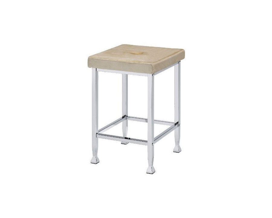 ACME - Raine Counter Height Stool (Set-2) in Beige/Chrome